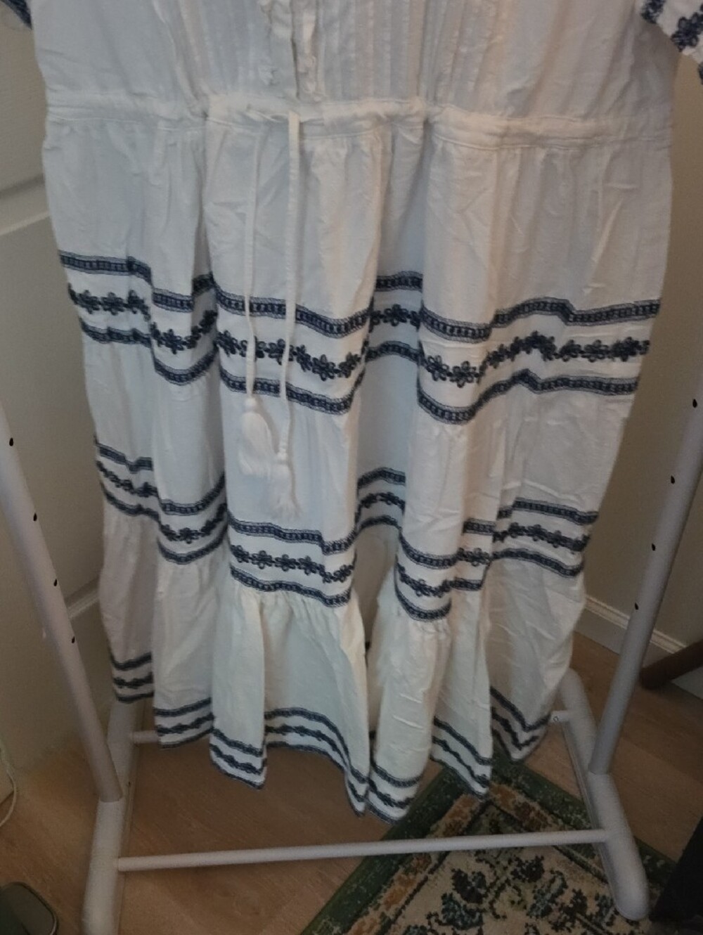 4x Ivy City Co Santorini White Midi Dress with Navy Embroidery - Picture 7 of 8